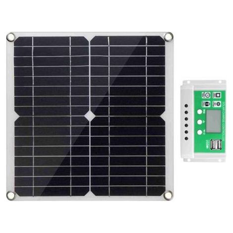 20 Watt 12 Volt Solarpanel-Kit, monokristallines Solarpanel + 60 A PWM-Laderegler + Batterieklemmen, 22 % hoher Wirkungsgrad für Wohnmobil, Boot, Anhänger, Off-Grid-System FLITI