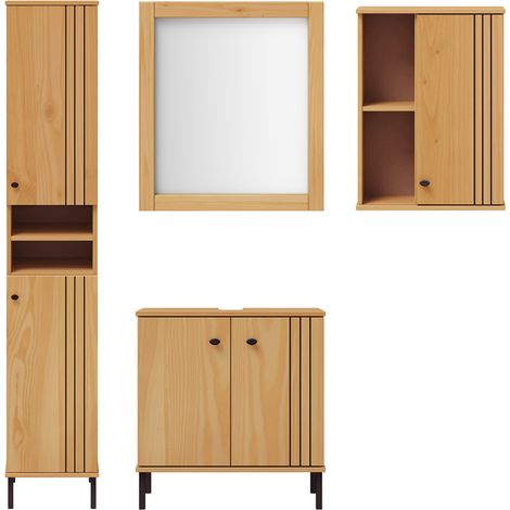 Badezimmer Set Kiefer Massivholz eichefarbig WILLOW-69, 4-teilig (1/5)