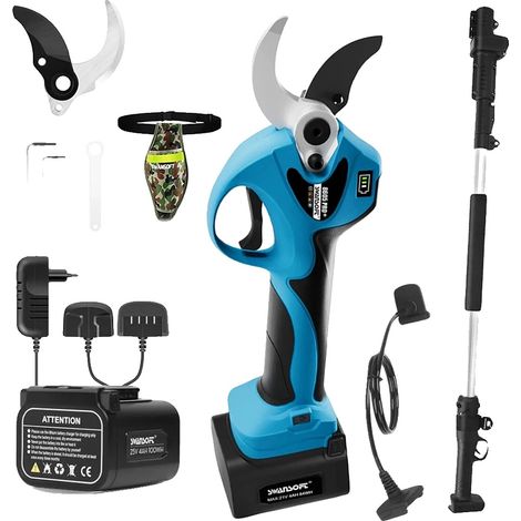 Sécateur, Moteur sans balais, Deux batteries de 4Ah, avec pôle, deux batteries-a, 100V-240V prise EU-a (1/2)