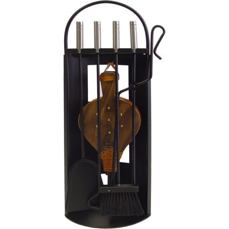 IMEX-10027 Juego chimenea Arco-Chapa utiles negros e inox + fuelle [imex-10027]