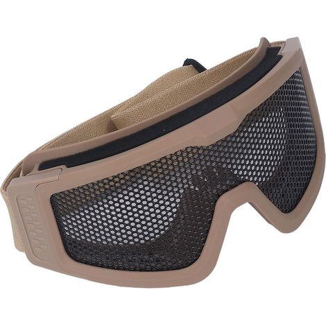 Lunettes de sécurité respirantes, résistantes aux chocs, à motif de maille métallique, coupe-vent et anti-sable, pour militaires, CS et amateurs de jeux d'extérieur, couleur kaki. (1/5)