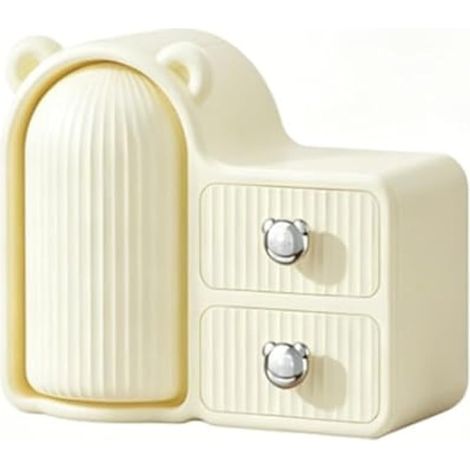 Organisateur de maquillage pour comptoir, porte-pinceaux rotatif à 360°, grande boîte à cosmétiques en plastique pour rouges à lèvres (blanc crème) (1/5)