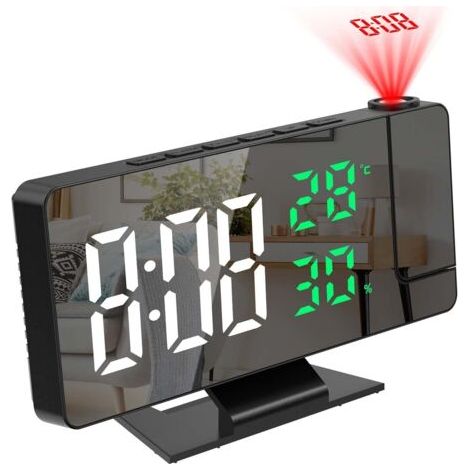 BARKBUSTERSReveil Projecteur Plafond,Réveil Projection, Horloge Digitale Projecteur 180°, Ecran Miroir 7.8\ (1/5)