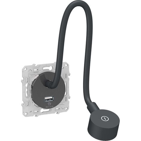 Lampada da scrivania LED con porta USB-A (2,1 A), design antracite, 37 × 9,2 cm – illuminazione supplementare per soggiorno e ufficio