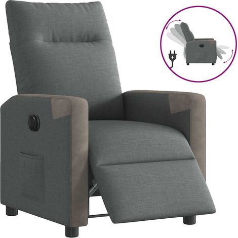 vidaXL Poltrona Elettrica Reclinabile Grigio Scuro in Tessuto (1/5)