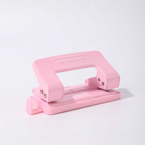 1 Perforatrice manuelle portable à double trou, couleur rose uni – Pour reliure bureau, carnet scolaire, scrapbooking et fournitures de bureau (1/5)
