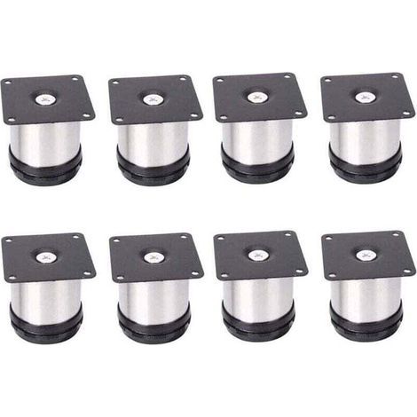 verstellbare Möbelfüße aus Edelstahl, 50 mm höhenverstellbar, verstärkte Schrankfüße, Tischfüße, Möbelfüße, gebürsteter Edelstahl, höhenverstellbar 0–15 mm (1/4)