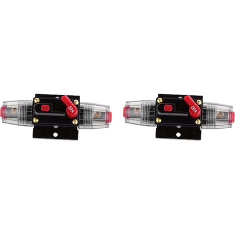 2X Disjoncteur 12V-48V DC 50A Système de Protection de La Puissance Du Disjoncteur Stéréo de Voiture Réinitialisable (1/5)