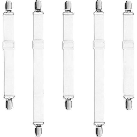 (Blanc)5 Pièces Pince Nappe Exterieur Attache Nappe Réglable Élastique Attache Nappe de Table Exterieur Attache Nappe pour Sécuriser la Nappe Les Tables de Pique-Nique Le Canapé (1/5)
