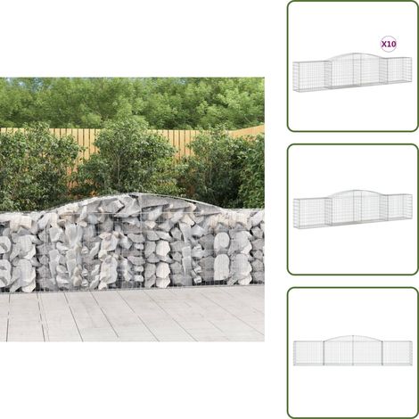 Paniers à gabions arqués 10 pcs 400x50x80/100 cm Fer galvanisé - Panier Gabion - Mur Gabion - Clôture Gabion - Décoration Jardin - Barrieres Jardin (1/5)