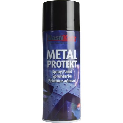Plasti-Kote Metal Protekt Spray Gloss Black 400ml - Durable Protective Coating for Metal Surfaces (1/2)