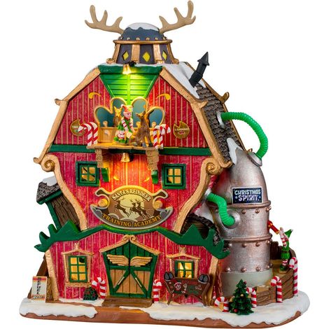 Scuola per Renne Babbo Natale Edificio Luminoso Villaggio di Natale Lemax (1/4)
