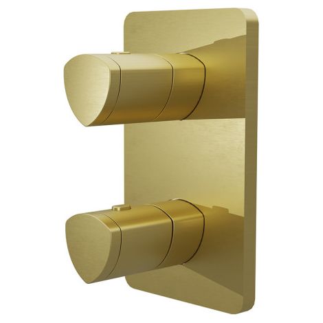 Facade Externe Profilo Laiton Thermostatique 2 Sorties Or Brosse - CRISTINA ONDYNA XF75296P