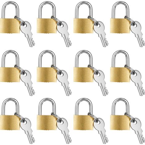 Mini cadenas en laiton massif avec 2 clés pour bagages, sac à dos, casier de salle de sport, valise, jeu d'association en classe et plus (12 pièces) (1/5)