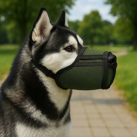Maulkorb für Hunde Atmungsaktiver Netzmaulkorb für kleine mittlere und große Hunde Schutz vor Beißen Kauen und Kratzen Ermöglicht Hecheln und L Grün (1/5)