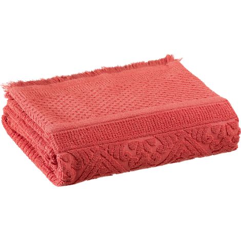 VIVARAISE - Drap de bain uni Vivaraise Zoé - Coton 100% - Couleur Brique - 100 x 180 cm