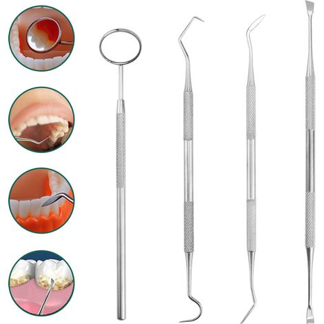 Kit d'hygiène dentaire en acier inoxydable 4 pièces