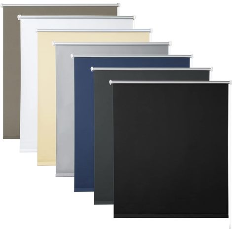 WOLTU Estor Enrollable Translúcido Liso Estor Opaco para Ventana Persiana Térmica Opaca Protección UV y Sol sin Perforación 90x210 cm Negro