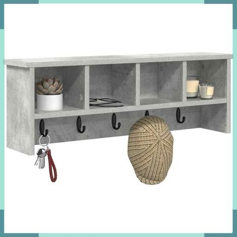 874318 Porte-manteau mural avec étagère Gris béton 75 x 16 x 26 cm (1/5)