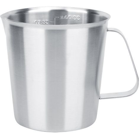 Pichet en Acier Inoxydable, Pichet à Mousser le Lait 1000 Ml, Pichet à Mousser le Lait, Pichet en Métal avec Balance pour café, Restaurant, Bar, Magasin de Jus. (1/5)