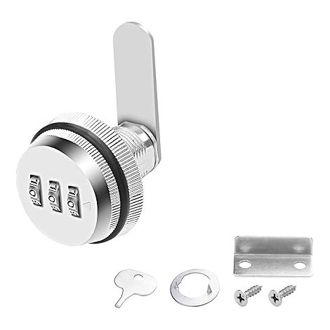 Serrure à combinaison Cam, serrure de tiroir codée par mot de passe, serrure d'armoire avec cylindre 3/4" et finition chromée, verrous à came de sécurité pour armoire et tiroir (20 mm (1/5)