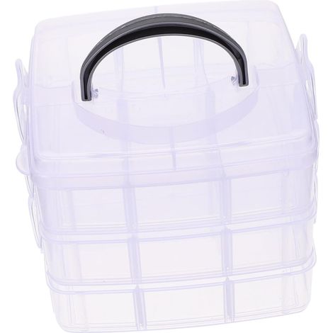 Boîte de Rangement à Trois Couches Multifonction Boîte Compartimentée pour Washi Tape Rangement Cosmétique et Médicaments Plastique TransparentDesign Pratique et Léger