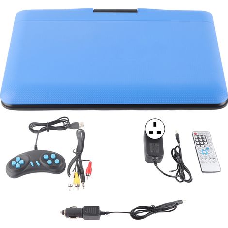 Lecteur DVD portable pour enfants HD multifonction TV voiture pratique avec télécommande et poignée, 110-240V (prise UK, bleu) (1/5)