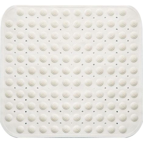 Alfombrilla de ducha antideslizante de 48 x 48 cm con ventosas, para sauna y ducha, lavable a máquina, cuadrada, blanca (1/5)