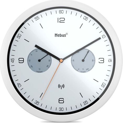 Mebus Orologio a Muro Radiocontrollato Bianco