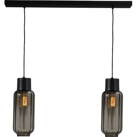 Lampe de salle à manger Lett ll 2 lumières noir avec verre fumé - 2156-05-05-100-2 (1/3)