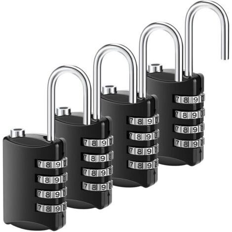 4 Pack Waterproof 4 Digit Combination Padlock, Long Metal Outdoor Padlock, for Gate, Suitcase, Airplane (1/5)