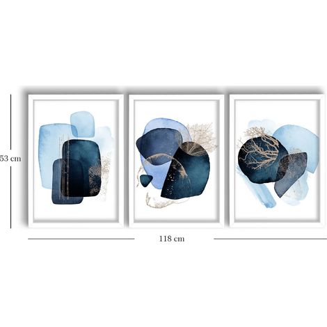Quadro da parete in MDF con cornice Painting Navy Blu Blu Mink Bianco (1/5)