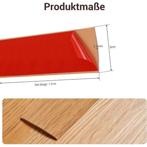 Adhesive Threshold Bar 2 cm x 150 cm Flexible PVC Wood Oak Yellow Cut to Size Anti-Fall and Non-Slip Door Threshold Adhesive Ideal for Tiles Parquet Doors (1/3)