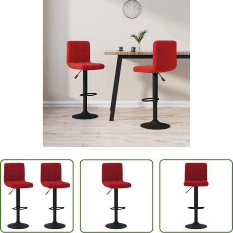 Chaise de bar - Tabourets de bar lot de 2 rouge bordeaux velours (1/5)