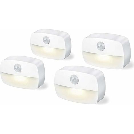 Set di 4 luci interne a batteria attivate dal movimento (3A) per armadi, scale, corridoi, cucine e camere da letto (batterie non incluse)