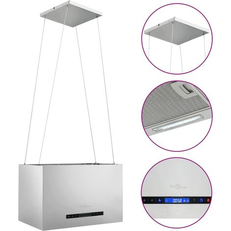 Maison Chic – Hotte îlot aspirante 55 cm – Acier inoxydable – Écran LCD tactile – 3 vitesses – Débit d'air 756 m³/h – Filtre à graisse lavable (1/5)