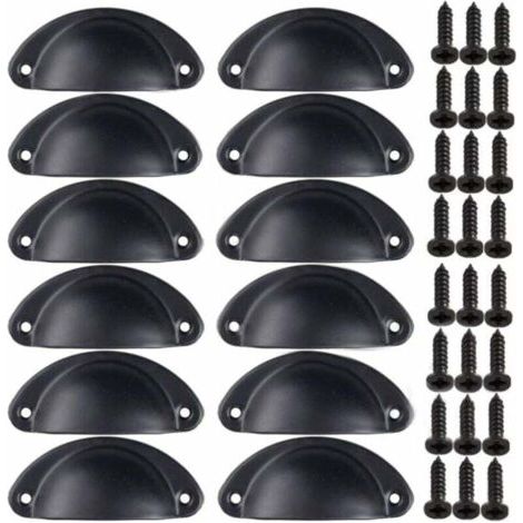 QORVA-Poignée Bouton de Porte Décoration Rétro pour Meuble Tiroir Poignée de Coquille Vintage pouRôtiroir Armoire Meuble Cuisine Fer Incurvé Bouton de Porte de Placard Retro Pour Armoire(12PCS)-Fei Yu