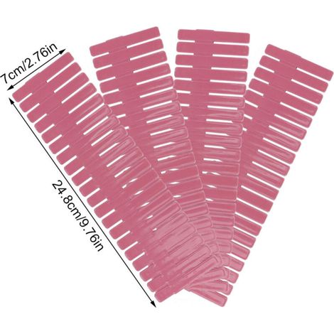 4-teiliger DIY-Schubladenorganizer aus Kunststoff, verstellbare Schubladeneinteiler (kurze, rosa Ausführung)