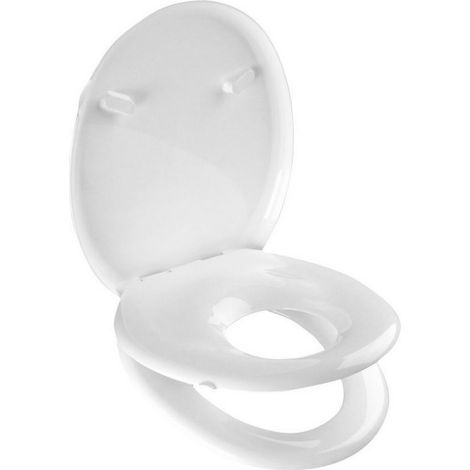 Abattant WC Metaform Baby 'n' family en durolite et re'sines thermoplastiques blanc 38x44 cm avec charnie'res en plastique re'glables abattant WC pour adultes et enfants
