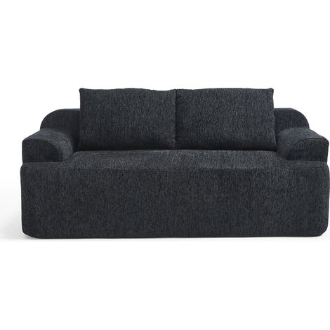 Sofá Cama en Tela, con 2 Cojines Desenfundables, Asiento de Espuma de Alta Resiliencia, Negro 68 x 45.5 x 68 cm (1/5)