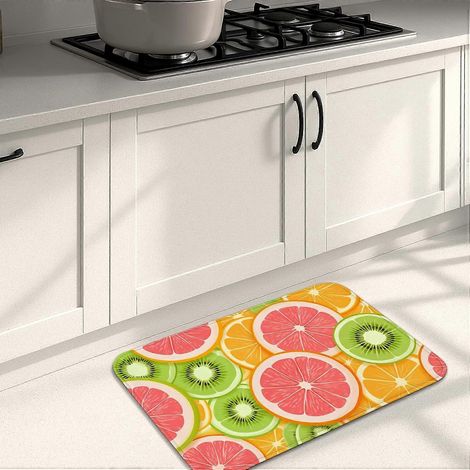 Tapis de cuisine à motif d'agrumes doux confortable et lavable décoration d'évier d'été rectangulaire 40 x 60 cm (1/5)