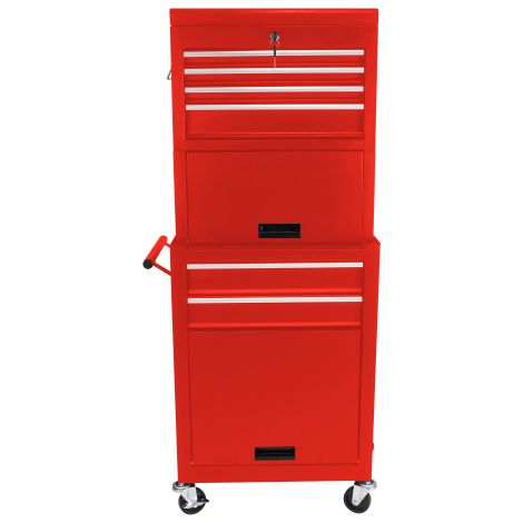 Symbollschrank auf Rädern, 6-schalbeschaltbare Roll-Werkzeugkiste mit 4 Universalrädern, 2 in 1 abnehmbarer Werkzeugkasten-Speicherorganisator für Garage Workshop Reparaturwerkstatt, Rot(Red) (1/5)