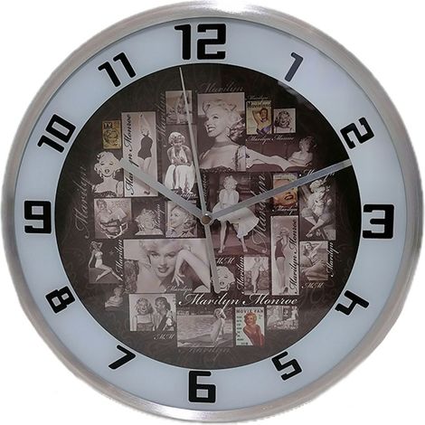 Orologio da parete analogico per casa decoro merilyn monroe particolare moderno in metallo e plastica D25 cm (1/5)