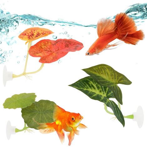 Lot de 3 hamacs de poisson Betta - Plantes artificielles d'aquarium avec ventouse - Lit doux Betta Breeding Resting - Simulation de l'habitat naturel pour les sites de frai Betta - Décoration (1/5)
