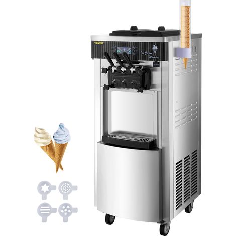 VEVOR Máquina de Helados Soft Heladera Maquina Helados Soft Comercial Maquina Helados Soft con 3 Sabores Vertical Ice Cream Maker 2200W Máquina de Helado de Servido Suave 6L x 2