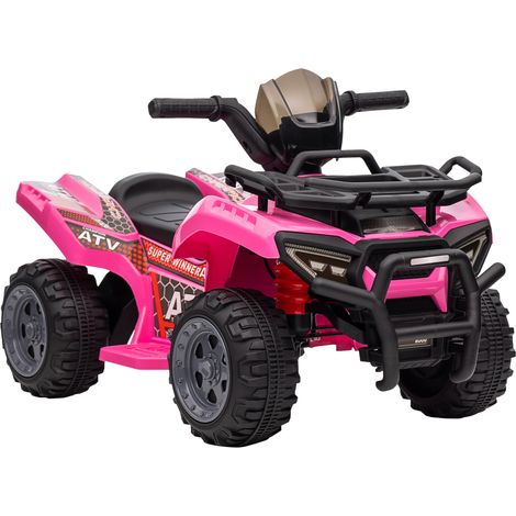 Quad électrique enfant 6V rose, voiturette buggy 18-36 mois, 2 km/h max, jouet motorisé premier âge. (1/5)