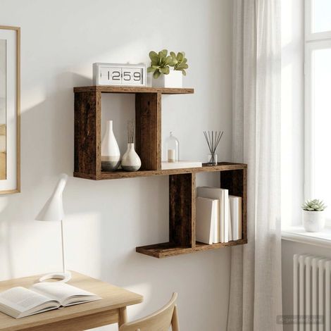 vidaXL Wall Shelf Old Wood 60 x 12 x 50.5 cm Engineered Wood (1/5)