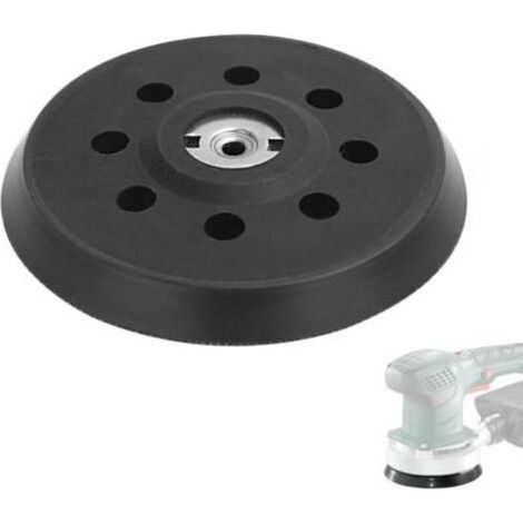 GVSS 1 Pièce Plateau Ponceuse 125mm 631220000, Plateau de Ponçage 125mm Perforé Auto-Agrippant Compatible avec Metabo SXE 325 Intec 425 Turbotec,Noir (1/5)