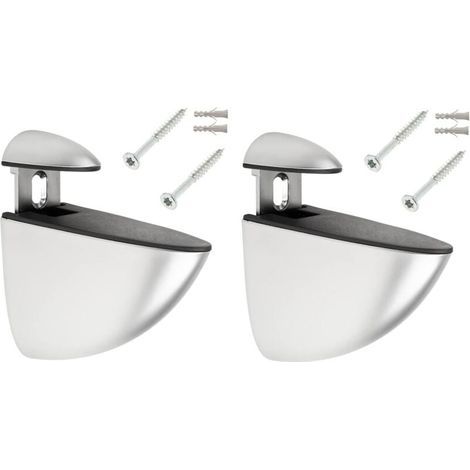 2x support étagère murale 66mm réglable type pelican métal couleur argent chromé brillant avec vis + cheville cuisine salle de bain meuble taquet attache universel (1/4)