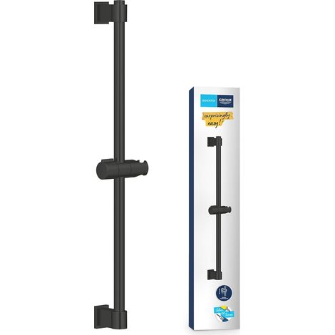 1 Barre De Douche 60cm Diamètre 22mm Fixation Adhésive Ou À Visser Noir Mat Pour Salle De Bains (1/5)